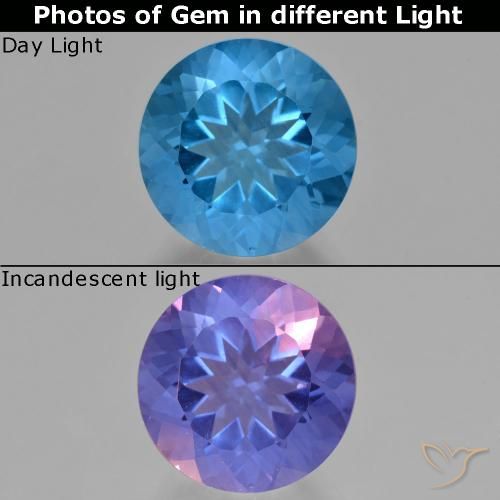 10.93ct Naturel Bleu marine Fluorite avec changement de couleur, Tour, VS