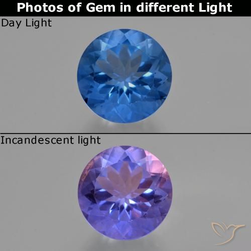 12.25ct Naturel Bleu foncé Fluorite avec changement de couleur, Tour, VS