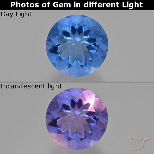 14.18ct Naturel Bleu marine Fluorite avec changement de couleur, Tour, VS