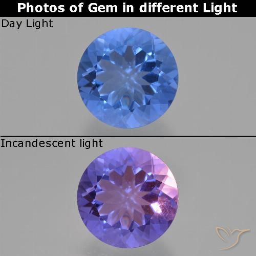 13.97ct Naturel Bleu marine Fluorite avec changement de couleur, Tour, VS
