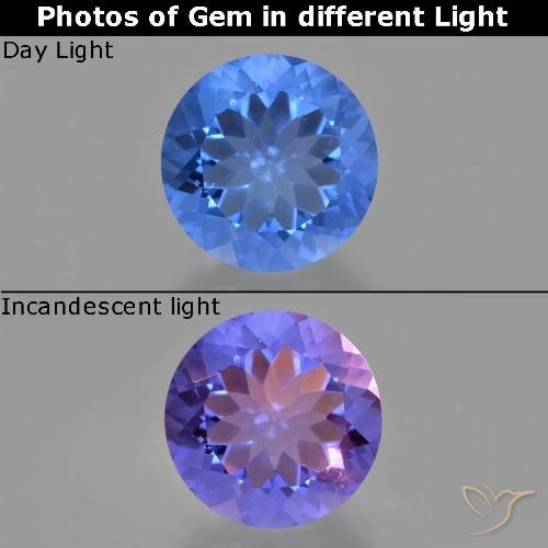 13.91ct Naturel Bleu marine Fluorite avec changement de couleur, Tour, VS