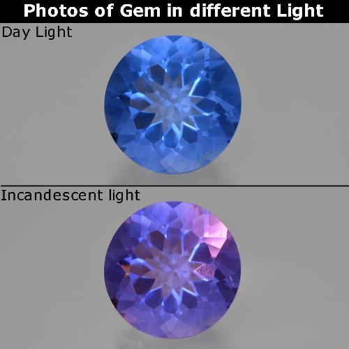 Fluorite à changement de couleur bleu foncé naturelle coupe roude, 13,98 ct, VS