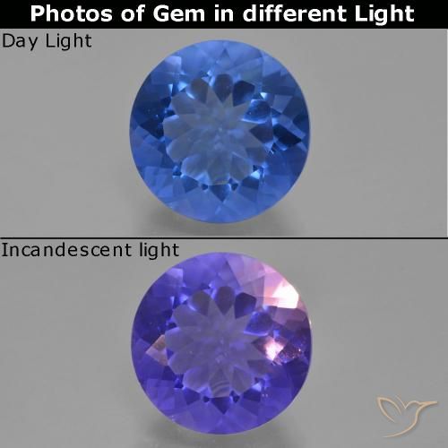10.65ct Naturel Bleu foncé Fluorite avec changement de couleur, Tour, VS