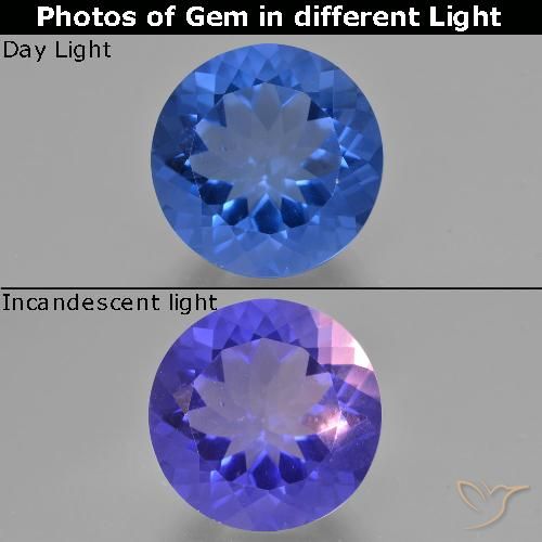 13.60ct Naturel Bleu foncé Fluorite avec changement de couleur, Tour, VS