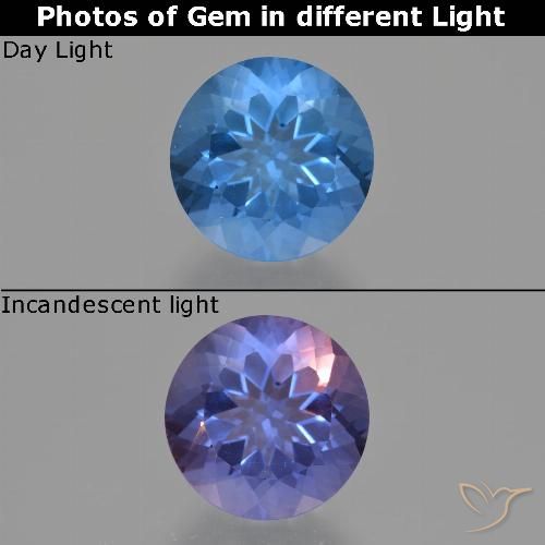 11.73ct Naturel Bleu marine intense Fluorite avec changement de couleur, Tour, VS