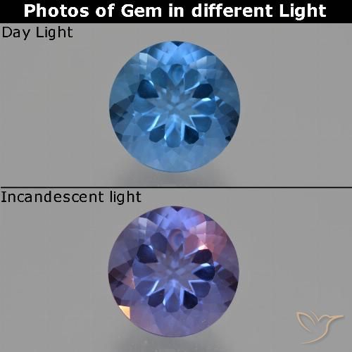 11.21ct Naturel Bleu marine Fluorite avec changement de couleur, Tour, VS