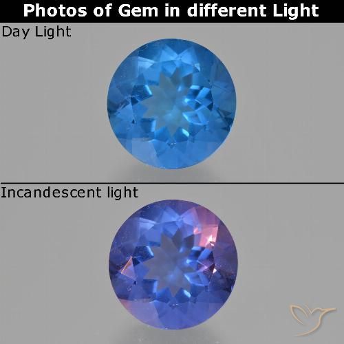 12.83ct Naturel Bleu vif Fluorite avec changement de couleur, Tour, VS