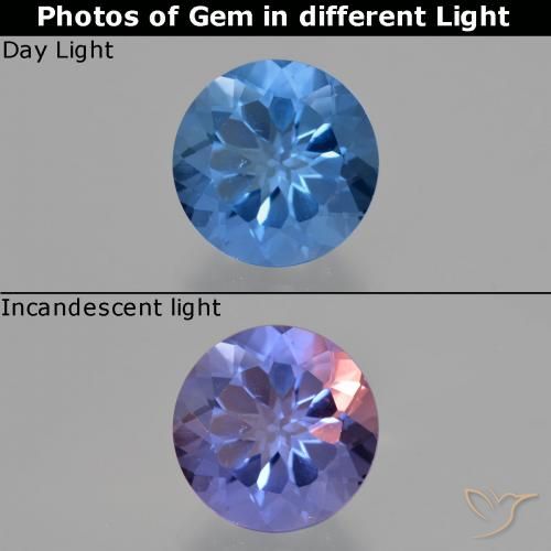 11.28ct Naturel Bleu égyptien Fluorite avec changement de couleur, Tour, VS
