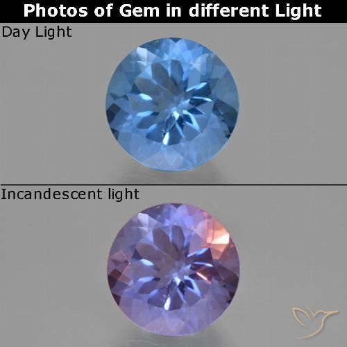 11.45ct Naturel Bleu vif Fluorite avec changement de couleur, Tour, VS
