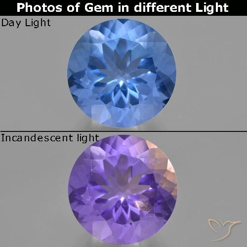 Fluorite avec changement de couleur Bleu moyen naturelle Coupe roude, 14.68 ct, VS