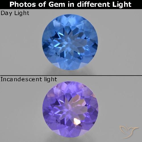 12.13ct Naturel Bleu vif Fluorite avec changement de couleur, Tour, VS