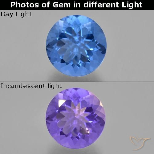 Fluorite avec changement de couleur Bleu égyptien naturelle Coupe roude, 11,75 ct, VS