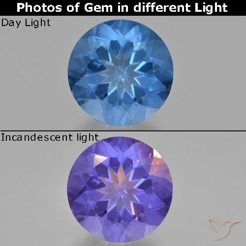 14.01ct Naturel Bleu vif Fluorite avec changement de couleur, Tour, VS