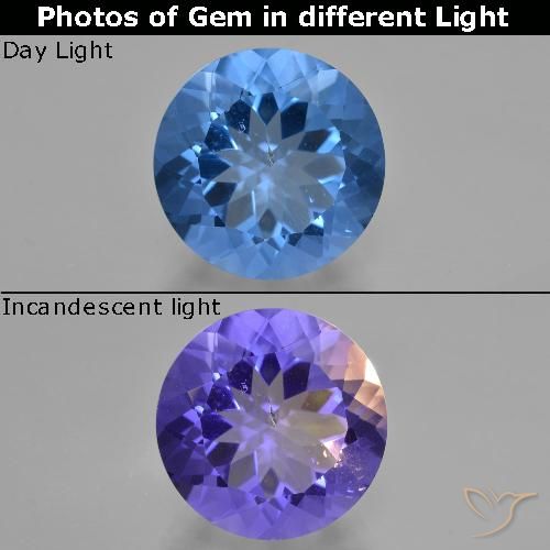 13.49ct Naturel Bleu marine Fluorite avec changement de couleur, Tour, VS