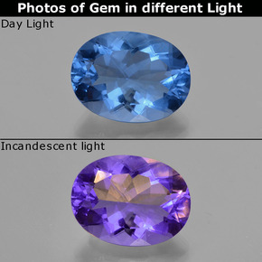 Fluorite à changement de couleur multicolore naturelle coupe ovale, 21,80 ct, VS