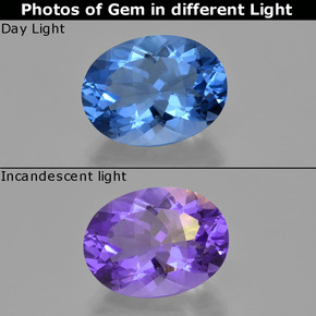 Fluorite avec changement de couleur Bleu foncé naturelle Coupe ovale, 21.26 ct, VS