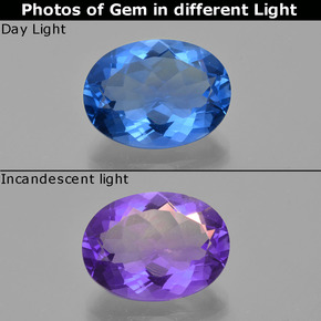Fluorite avec changement de couleur Bleu égyptien naturelle Coupe ovale, 20.04 ct, VS