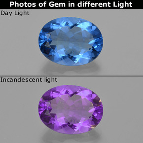 Fluorite à changement de couleur bleue naturelle coupe ovale, 19,78 ct, VS