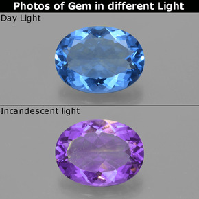 Fluorite avec changement de couleur Bleu moyen naturelle Coupe ovale, 19.07 ct, VS