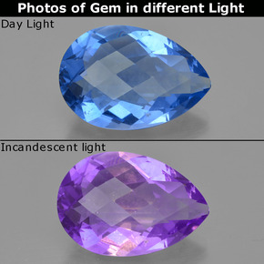 Fluorite à changement de couleur violet-bleu naturelle en forme de poire, 32,62 ct, VS