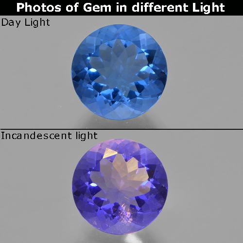 Fluorite à changement de couleur bleue naturelle coupe roude, 11,21 ct, VS