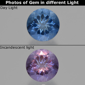 Fluorite avec changement de couleur Bleu foncé naturelle Coupe roude, 11.21 ct, VS