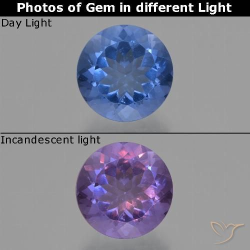 11.33ct Naturel Bleu foncé Fluorite avec changement de couleur, Tour, VS
