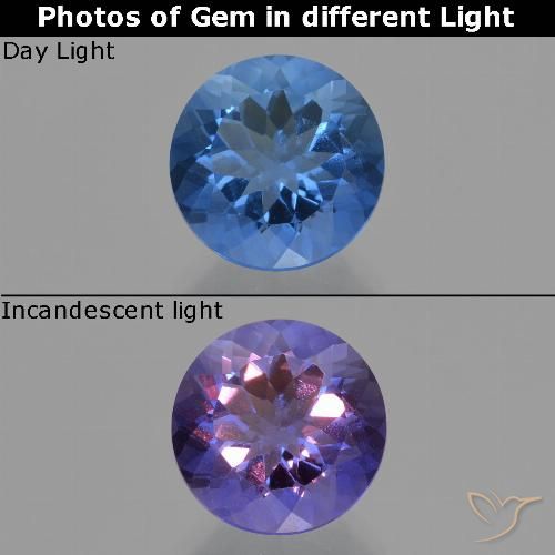 11.55ct Naturel Bleu marine Fluorite avec changement de couleur, Tour, VS