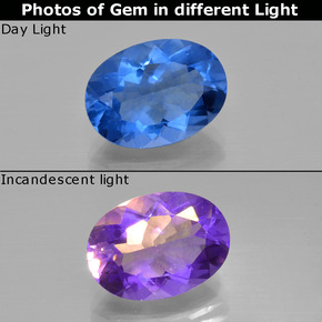 Fluorite à changement de couleur violet-bleu naturelle coupe ovale, 8,44 ct, VS