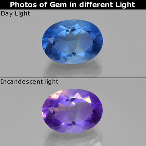 Fluorite avec changement de couleur Violet-Bleu naturelle Coupe ovale, 7.28 ct, VS