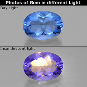 Fluorite à changement de couleur violet-bleu naturelle coupe ovale, 8,33 ct, VS