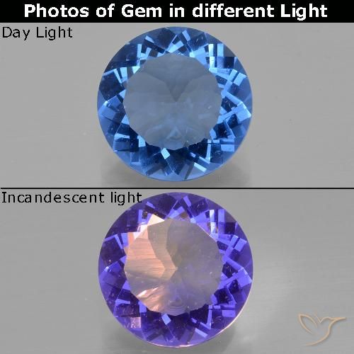 12.34ct Naturel Bleu foncé Fluorite avec changement de couleur, Tour, VS