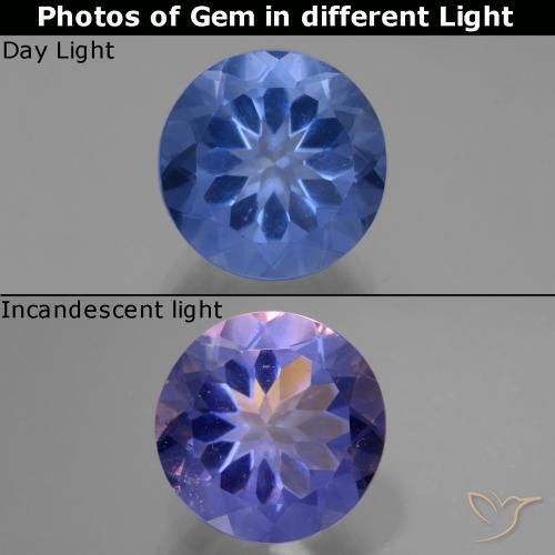 11.27ct Naturel Bleu marine Fluorite avec changement de couleur, Tour, VS