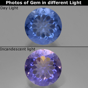 Fluorite avec changement de couleur Bleu foncé naturelle Coupe roude, 11.80 ct, VS