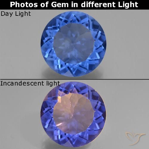 12.27ct Naturel Bleu foncé Fluorite avec changement de couleur, Tour, VS