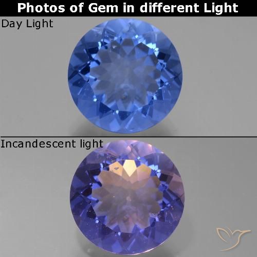 13.26ct Naturel Bleu marine intense Fluorite avec changement de couleur, Tour, VS
