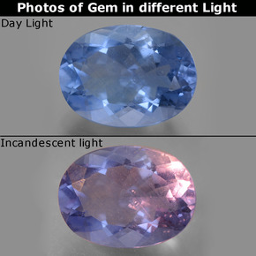 Fluorite à changement de couleur violet à bleu naturelle coupe ovale, 8,98 ct, VS
