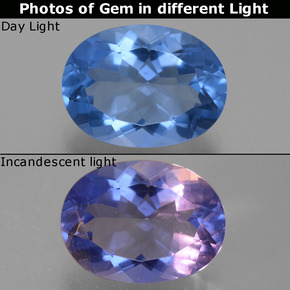 Fluorite avec changement de couleur Bleu foncé naturelle Coupe ovale, 8.64 ct, VVS-VS