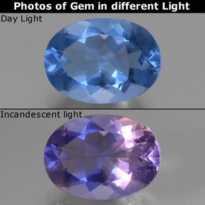 Fluorite avec changement de couleur Violet-Bleu naturelle Coupe ovale, 8.29 ct, VVS
