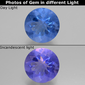 Fluorite avec changement de couleur Violet à bleu naturelle Coupe roude, 11.46 ct, VS