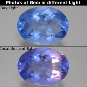 Fluorite à changement de couleur bleu égyptien naturelle coupe ovale, 20,76 ct, VVS