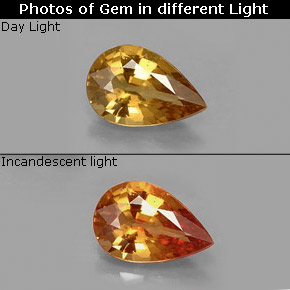 Grenat à changement de couleur multicolore naturelle en forme de poire, 1,37 ct, VVS-VS