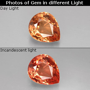 Grenat à changement de couleur  naturelle en forme de poire, 1,23 ct, VVS-VS