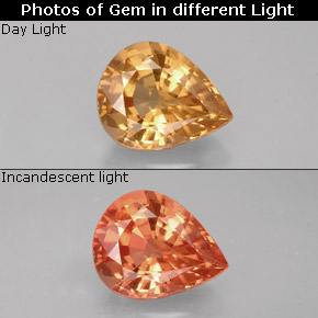 Grenat à changement de couleur multicolore naturelle en forme de poire, 1,18 ct, VS