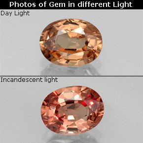 Grenat à changement de couleur  naturelle coupe ovale, 1,17 ct, VVS