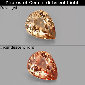 Grenat à changement de couleur multicolore naturelle en forme de poire, 1,40 ct, VS-SI