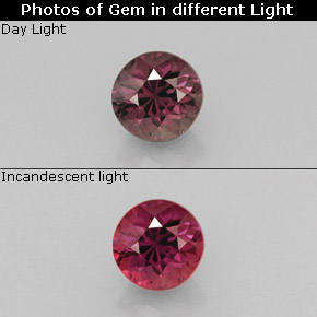 Grenat Couleur Changeant Violet à Rouge Rose naturelle Coupe roude, 0.66 ct, VS