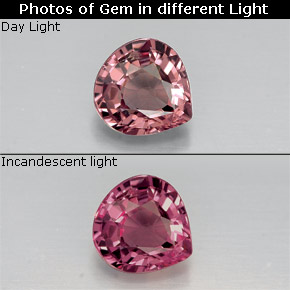 Grenat Couleur Changeant Rose à Rose Rouge naturelle En forme de poire, 0.75 ct, VS-SI