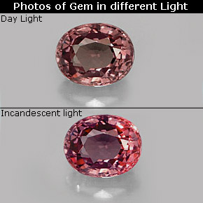 Grenat Couleur Changeant Rose à Orange Rouge naturelle Coupe ovale, 0.75 ct, VS