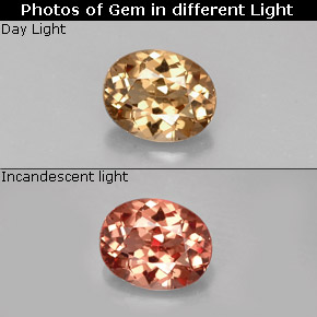 Grenat à changement de couleur multicolore naturelle coupe ovale, 0,64 ct, VVS-VS